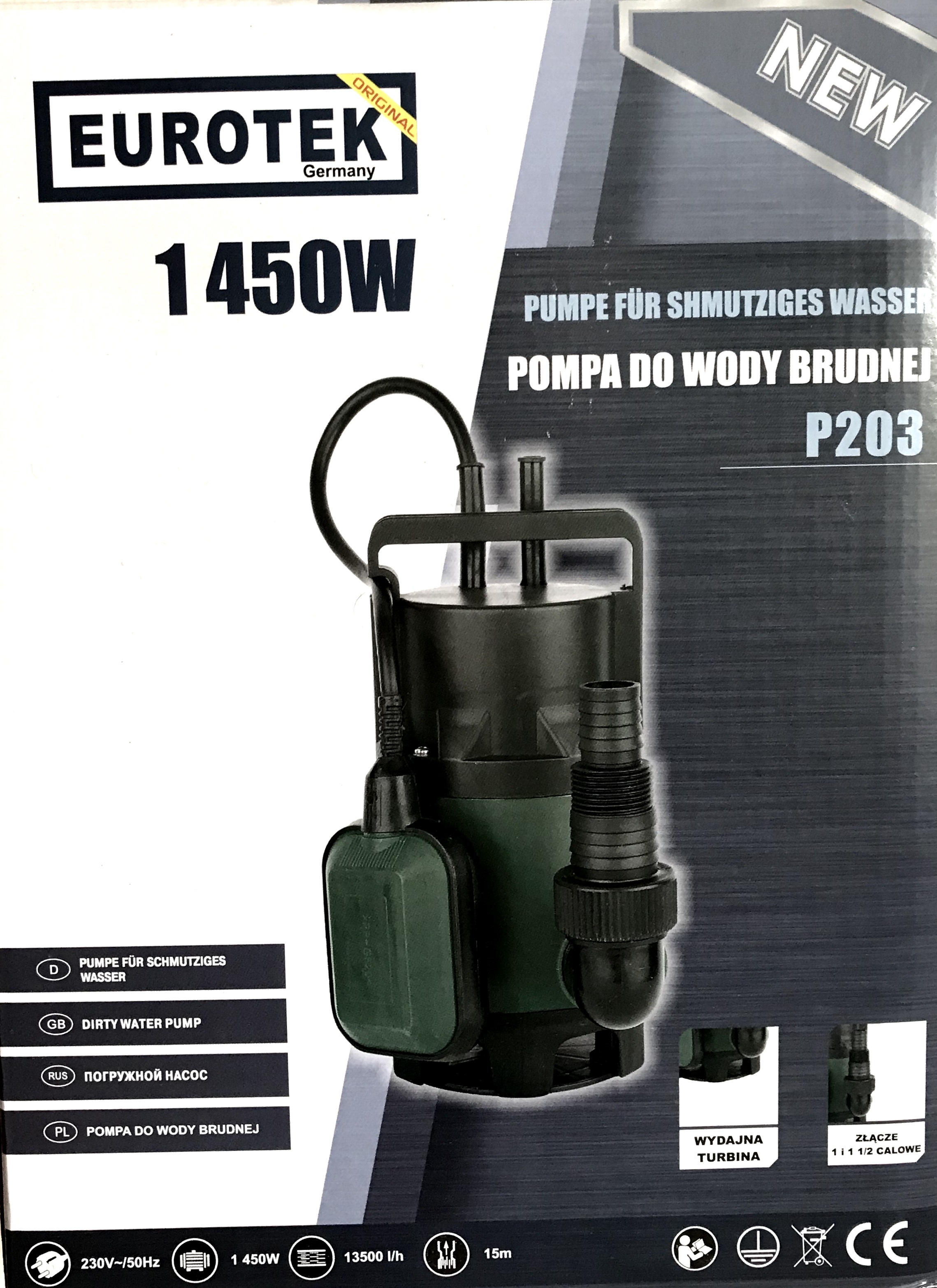 Kalové čerpadlo Eurotek 1450 Wattů