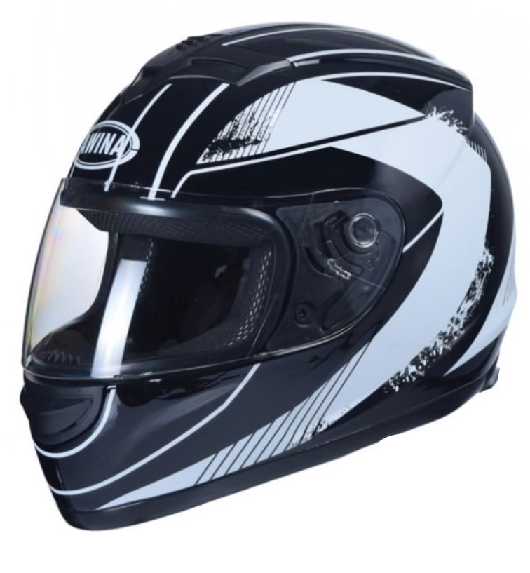 Moto helma integrální černo-bílá A3