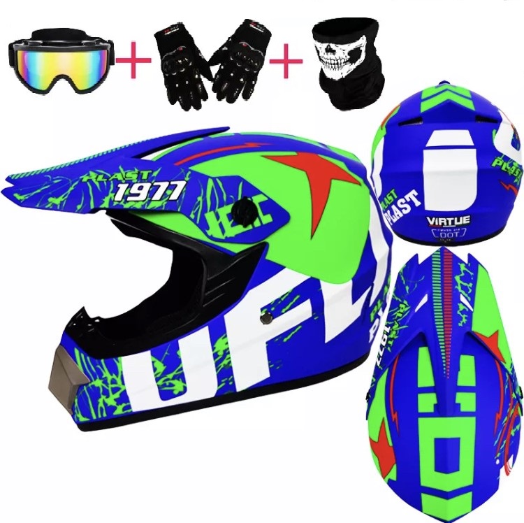 Moto helma krosová UFO SET modrá
