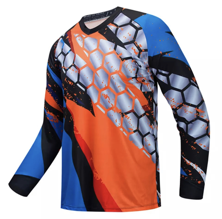 Moto dres se vzorem modro-oranžový