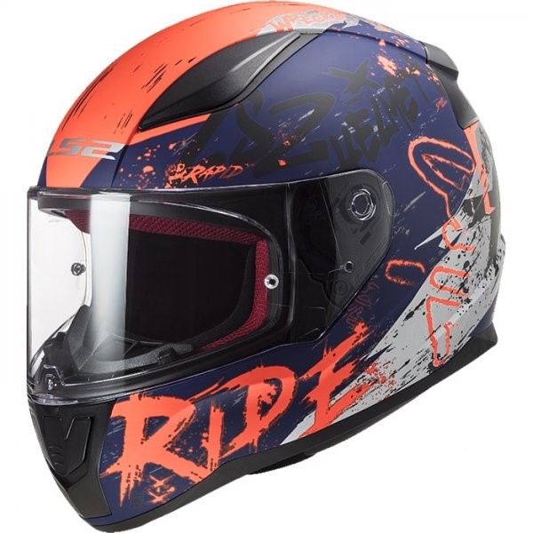 Integrální moto přilba LS2 FF353 Rapid Naughty Matt Blue Orange