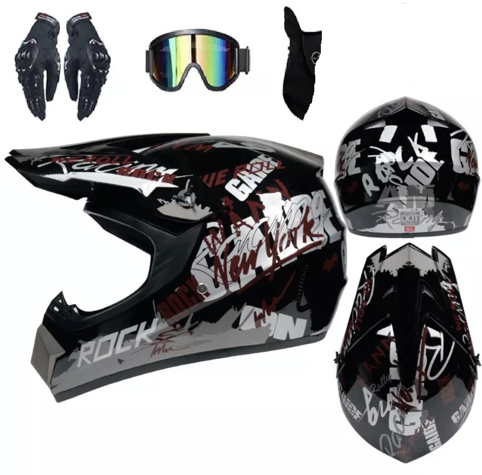 Moto helma krosová RockRacing SET černá