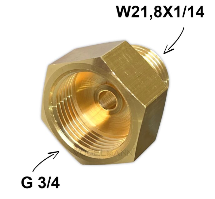 Redukce na CO2 láhev G3/4 na W21,8