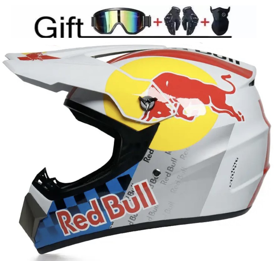 Motocross helma RedBull SET bílý