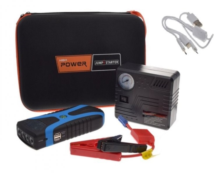 Powerbanka s možností startovat auto 12V 200A s kompresorem