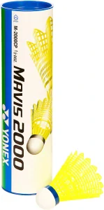 Badmintonové míče plastové Yonex Mavis 2000 žluté s modrým pruhem 6 ks
