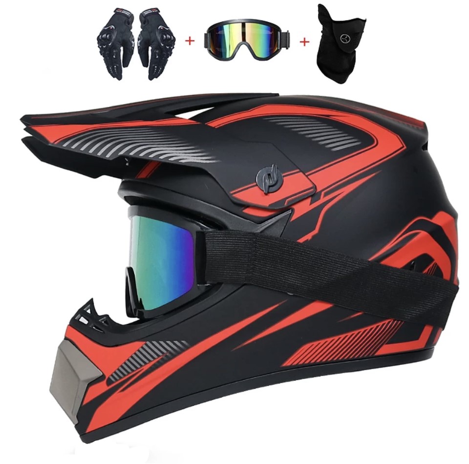 Moto helma krosová černo/červená v SETU