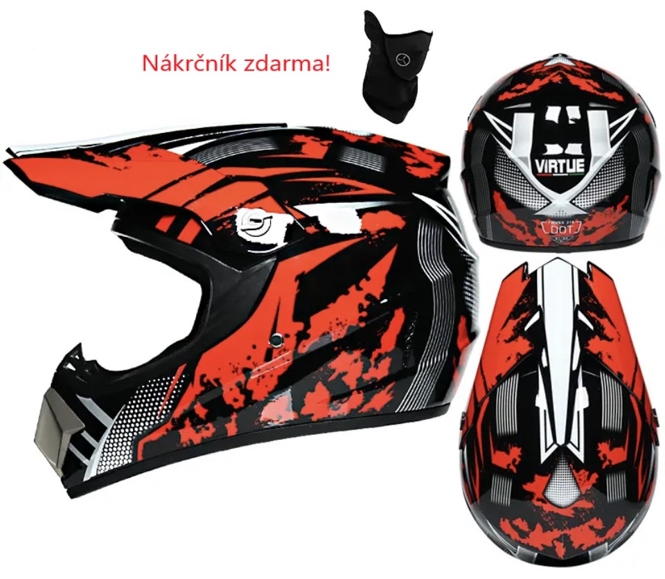 Moto helma krosová černo-červená