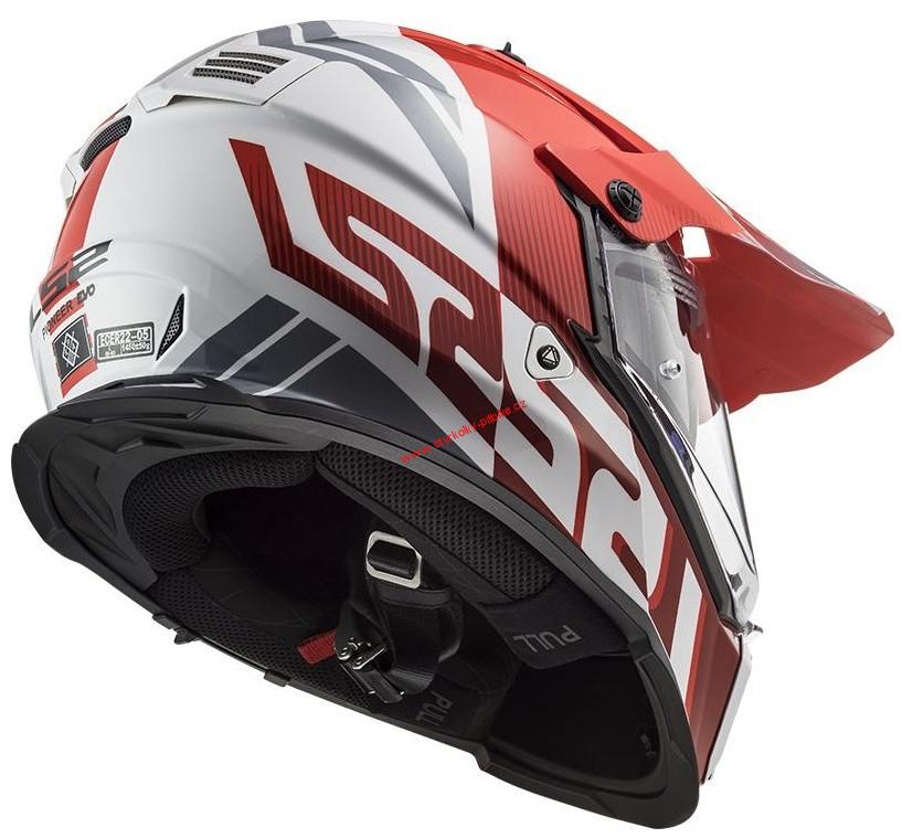 Enduro přilba LS2 MX436 PIONEER EVO EVOLVED RED WHITE vel. 53-66cm