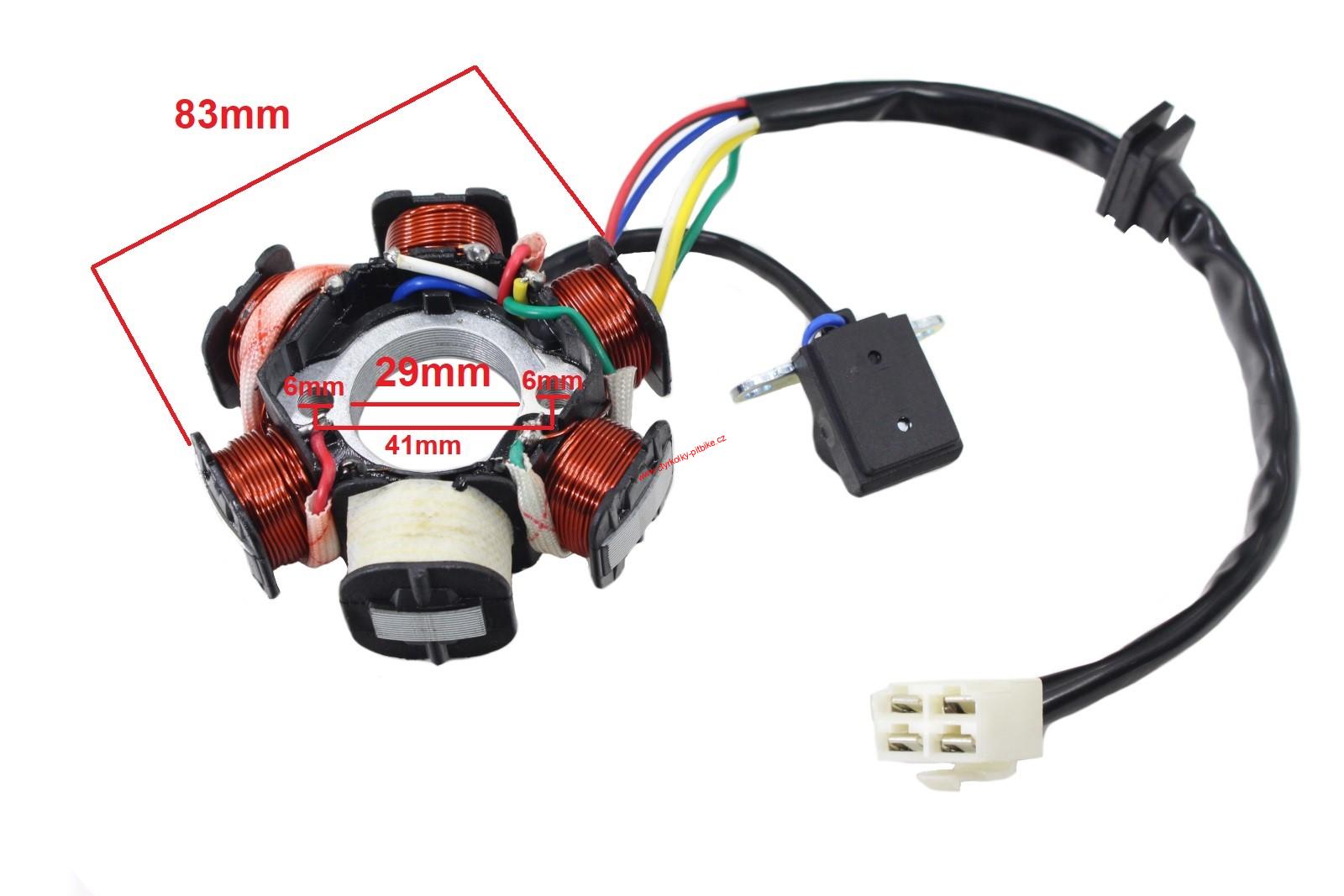 Stator zapalování 6 cívek pro ATV 110 a 125cc