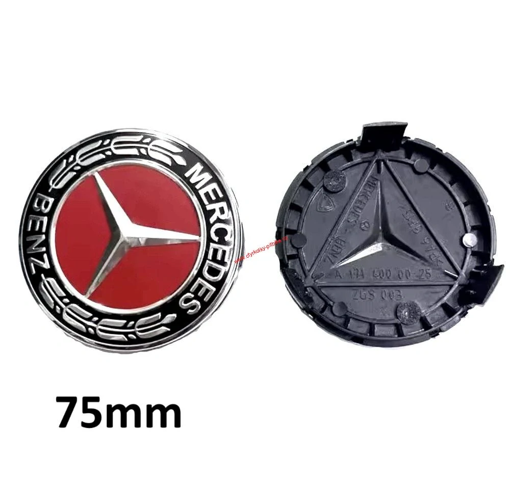 Středová krytka kol Mercedes Benz 75mm červená
