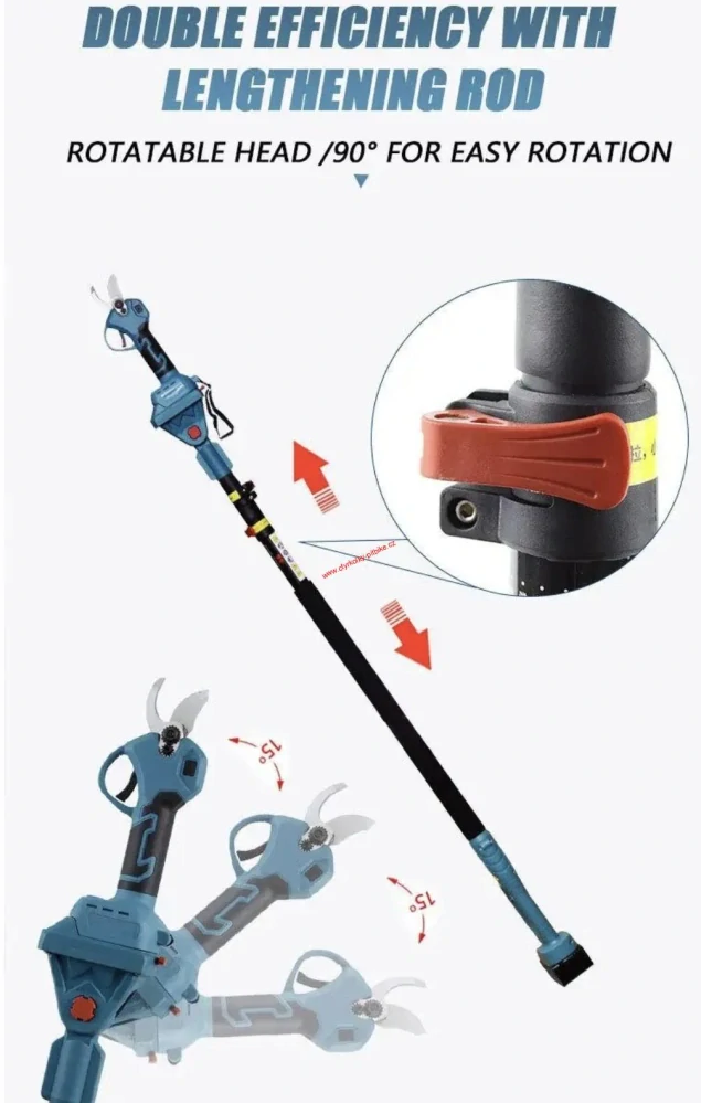 Zahradní teleskopické AKU nůžky + pila 6" 21V na větve stromů