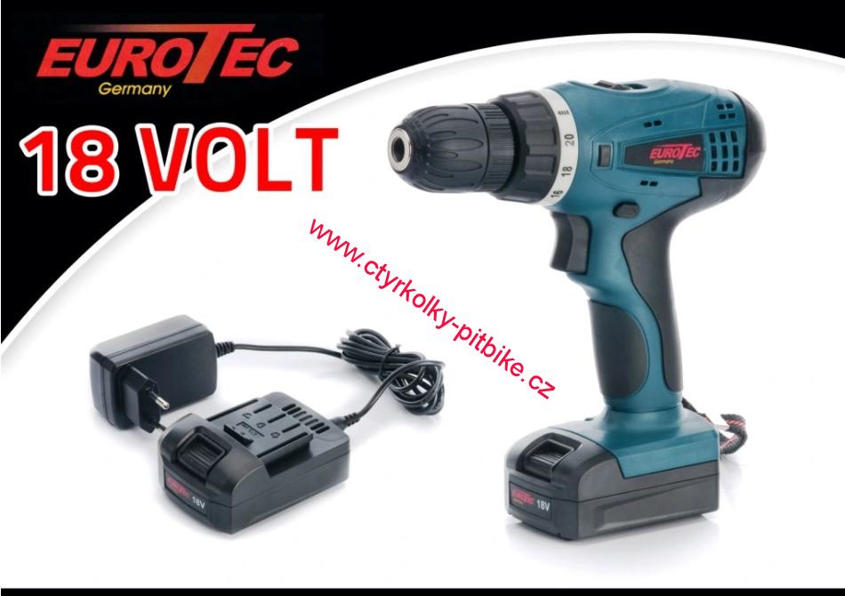 Aku vrtačka Eurotec 18V Li-ion baterie 2x
