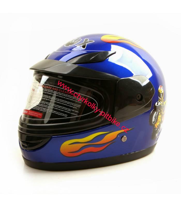 Dětská moto helma integrální modrá