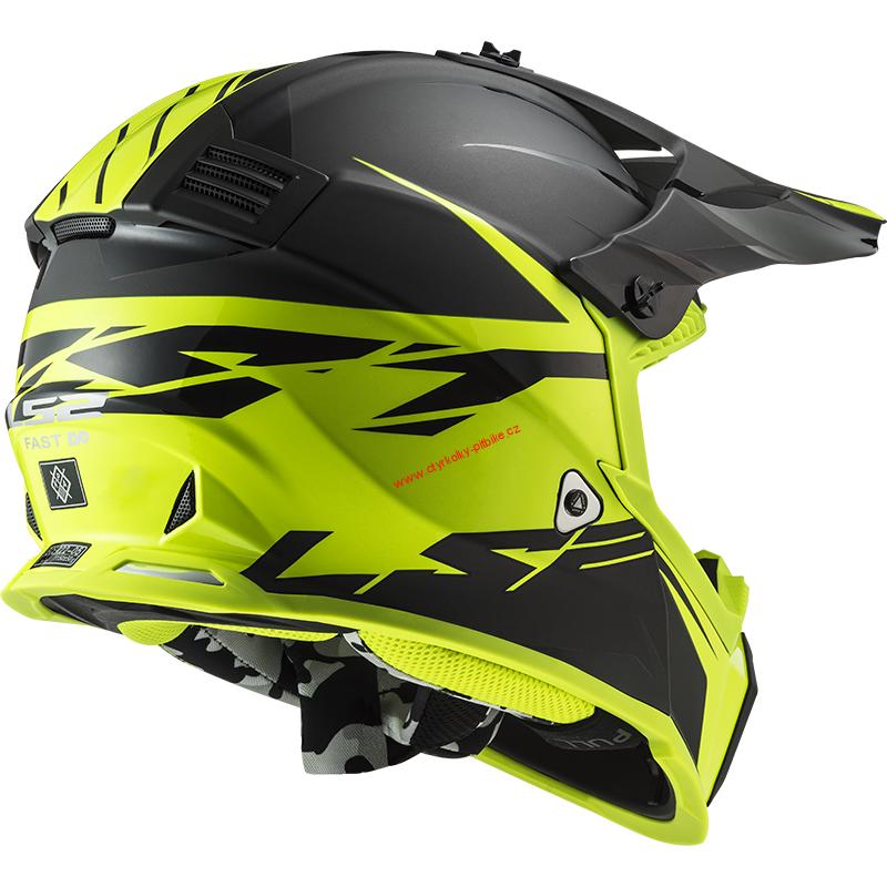 Krosová moto přilba LS2 MX437 Fast Evo Roar black yellow