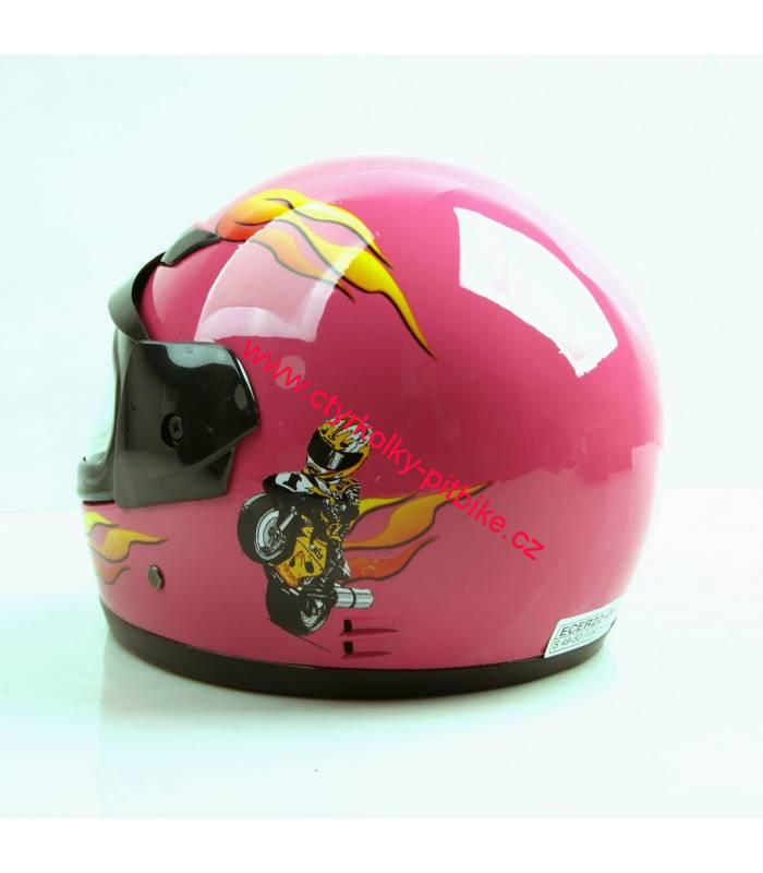 Dětská moto helma integrální růžová