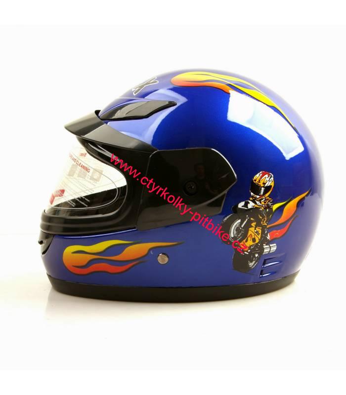 Dětská moto helma integrální modrá