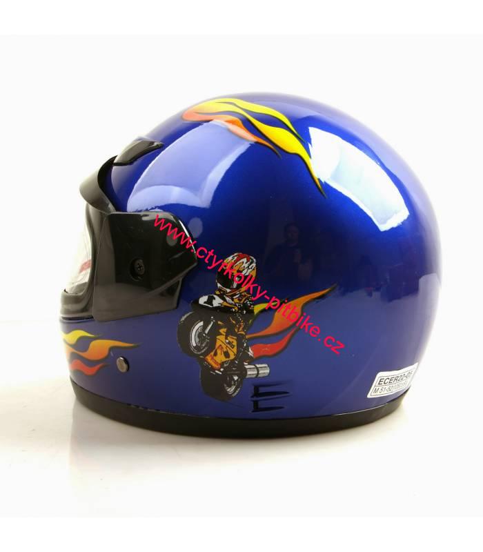 Dětská moto helma integrální modrá