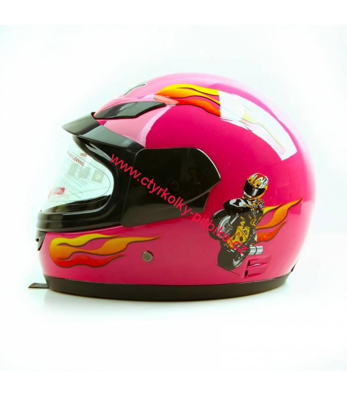 Dětská moto helma integrální růžová