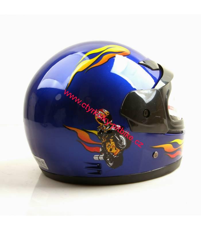 Dětská moto helma integrální modrá